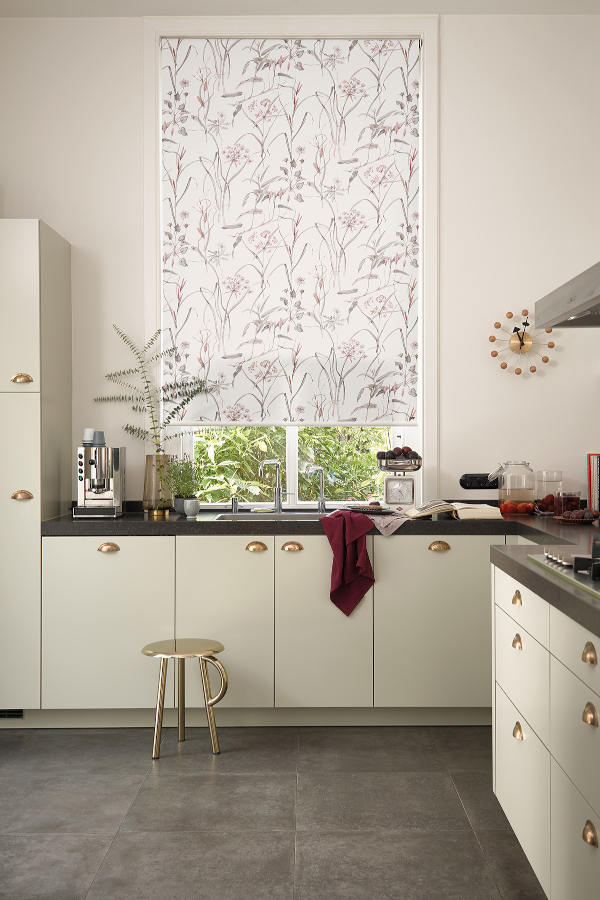 Luxaflex Roller Blinds in a High Ceiling Kitchen by Mirmac